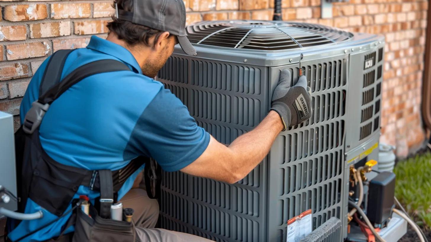 homeowner working on an air conditioner