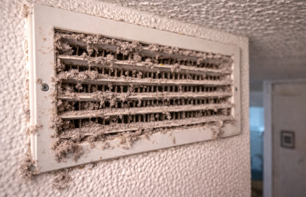 Dirty air vent showing poor air quality and a need for vent cleaning, in Miami, FL. Neglecting this can lead to respiratory issues.